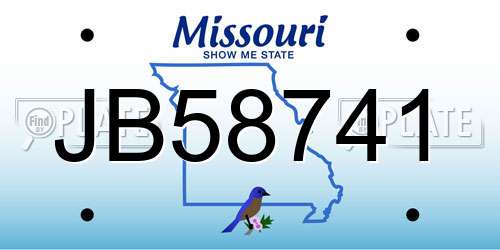 JB58741 Missouri License Plate