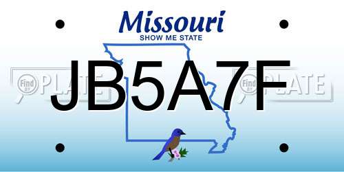 JB5A7F Missouri License Plate