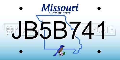JB5B741 Missouri License Plate
