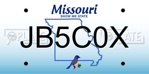 JB5C0X Missouri License Plate