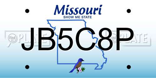 JB5C8P Missouri License Plate