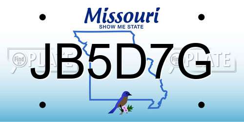 JB5D7G Missouri License Plate