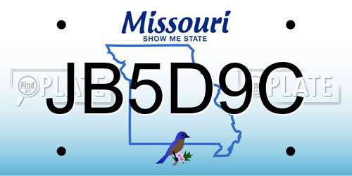 JB5D9C Missouri License Plate