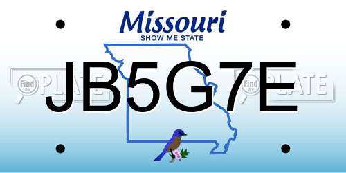JB5G7E Missouri License Plate