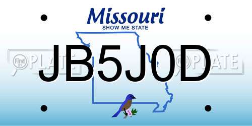 JB5J0D Missouri License Plate