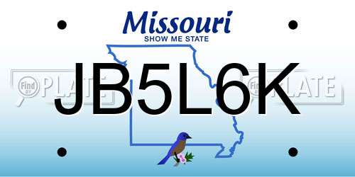 JB5L6K Missouri License Plate