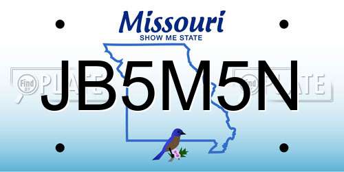 JB5M5N Missouri License Plate