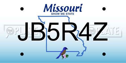 JB5R4Z Missouri License Plate