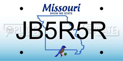 JB5R5R Missouri License Plate