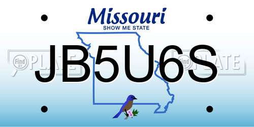 JB5U6S Missouri License Plate