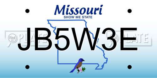 JB5W3E Missouri License Plate
