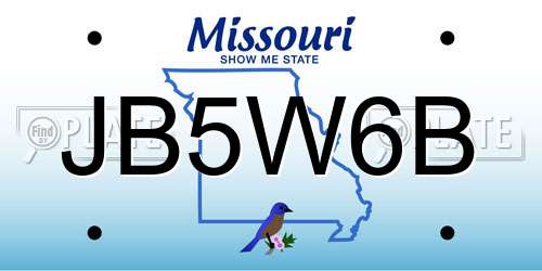 JB5W6B Missouri License Plate