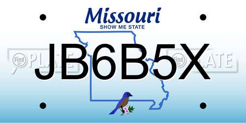 JB6B5X Missouri License Plate