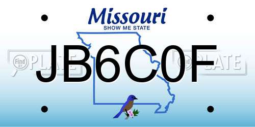 JB6C0F Missouri License Plate