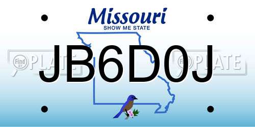 JB6D0J Missouri License Plate
