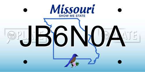 JB6N0A Missouri License Plate
