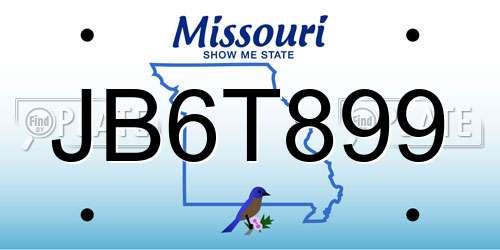 JB6T899 Missouri License Plate