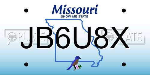 JB6U8X Missouri License Plate