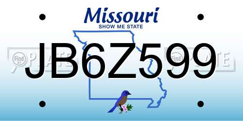 JB6Z599 Missouri License Plate