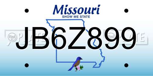 JB6Z899 Missouri License Plate
