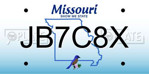 JB7C8X Missouri License Plate