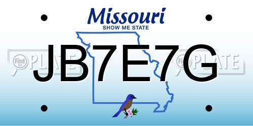 JB7E7G Missouri License Plate