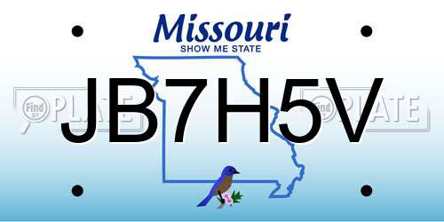 JB7H5V Missouri License Plate