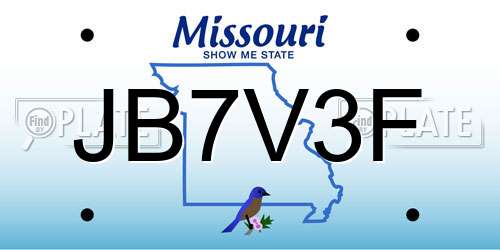 JB7V3F Missouri License Plate