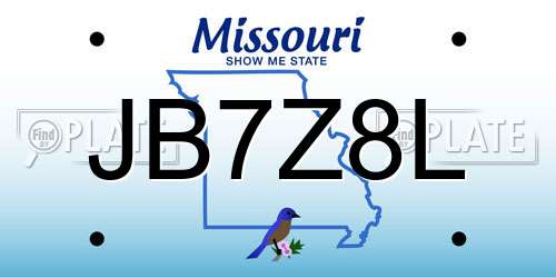 JB7Z8L Missouri License Plate