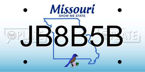 JB8B5B Missouri License Plate