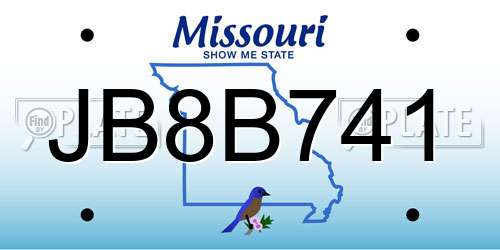 JB8B741 Missouri License Plate