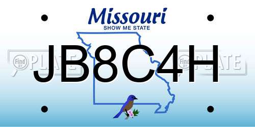 JB8C4H Missouri License Plate