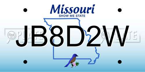 JB8D2W Missouri License Plate