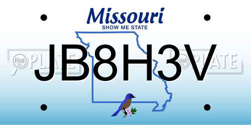 JB8H3V Missouri License Plate