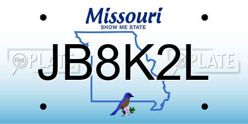 JB8K2L Missouri License Plate