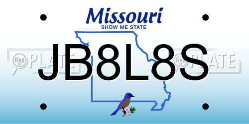 JB8L8S Missouri License Plate