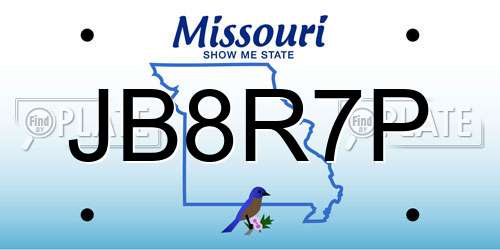 JB8R7P Missouri License Plate