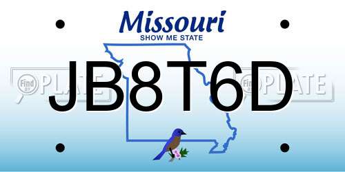 JB8T6D Missouri License Plate