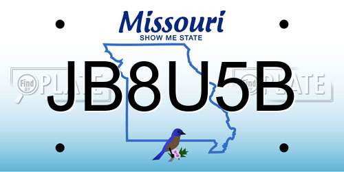 JB8U5B Missouri License Plate