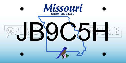 JB9C5H Missouri License Plate