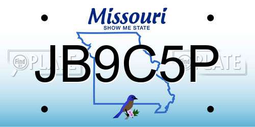 JB9C5P Missouri License Plate