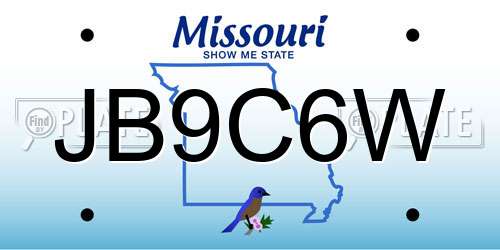 JB9C6W Missouri License Plate