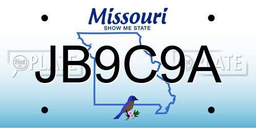 JB9C9A Missouri License Plate