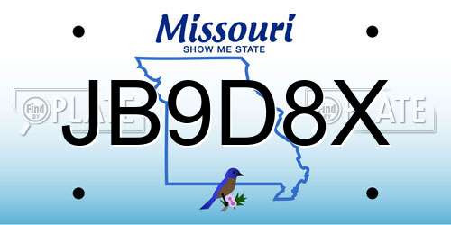 JB9D8X Missouri License Plate