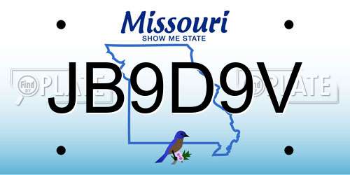 JB9D9V Missouri License Plate