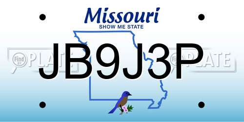 JB9J3P Missouri License Plate