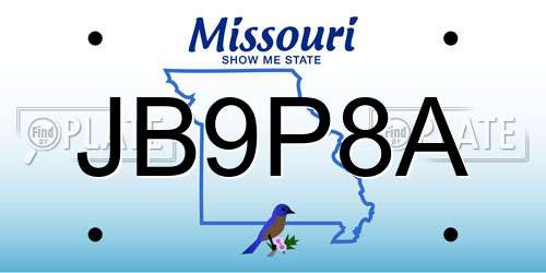 JB9P8A Missouri License Plate
