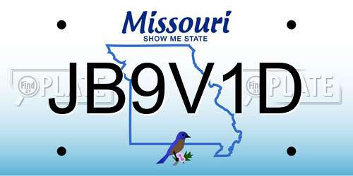 JB9V1D Missouri License Plate