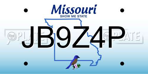 JB9Z4P Missouri License Plate