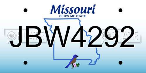 JBW4292 Missouri License Plate
